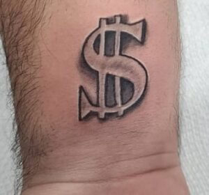 3D Dollar Sign Tattoo