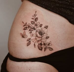 Flower Above Bikini Line Tattoo