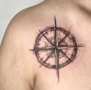 Side Boob Compass Tattoo