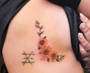 Side Boob Sunflower Tattoo