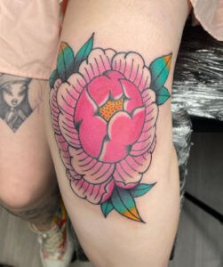 flower knee cap tattoo 3
