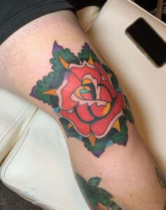 knee cap rose tattoo 2