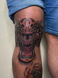 knee cap tiger tattoo