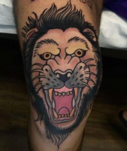 lion knee cap tattoo 2