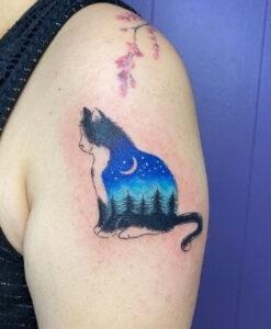 night sky cat tattoo