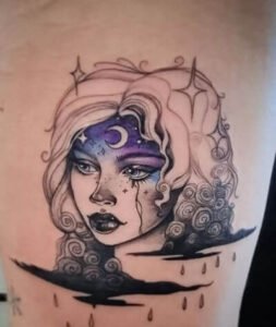 night sky face tattoo