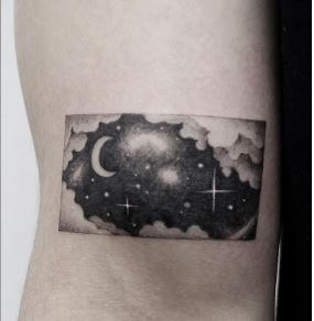 night sky tattoo black white