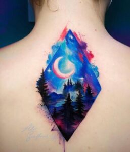 night sky watercolor tattoo