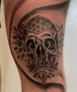 skull knee cap tattoo 3