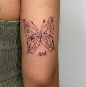small angel number tattoo 4
