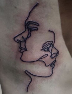 two face one line tattoo