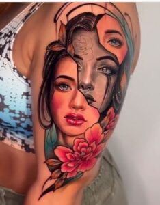 two face tattoo for women 3
