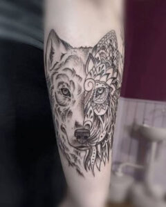 two face wolf tattoo