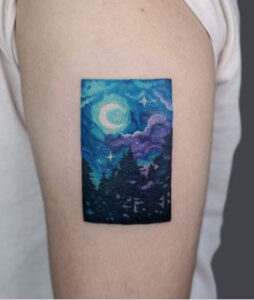watercolor night sky tattoo