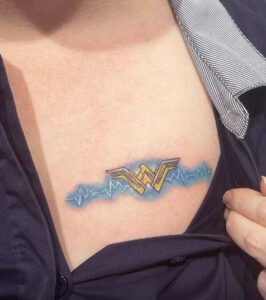 wonder women chest tattoo