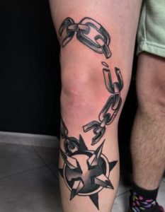 Broken Chain Leg Tattoo