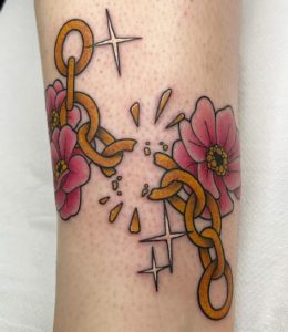 Broken Chain Flower Tattoo