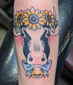 Cow Floral Tattoo
