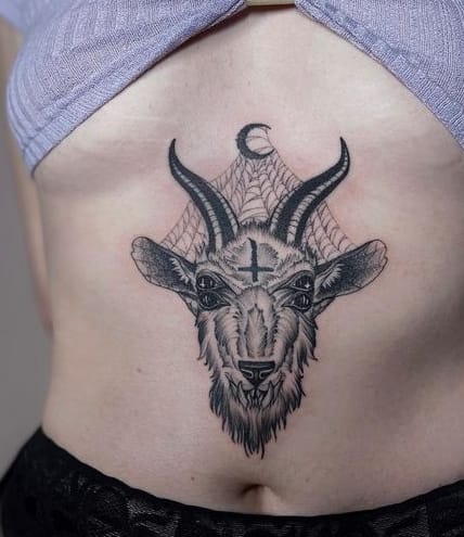 goat head tattoo sketch design