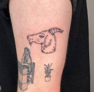 Minimalist Goat Tattoo