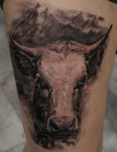 Realistic Cow Tattoo