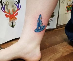 Witch Hat Tattoo on Ankle