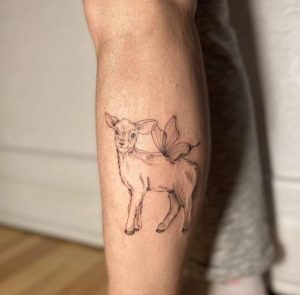 Simple Leg Goat Tattoo