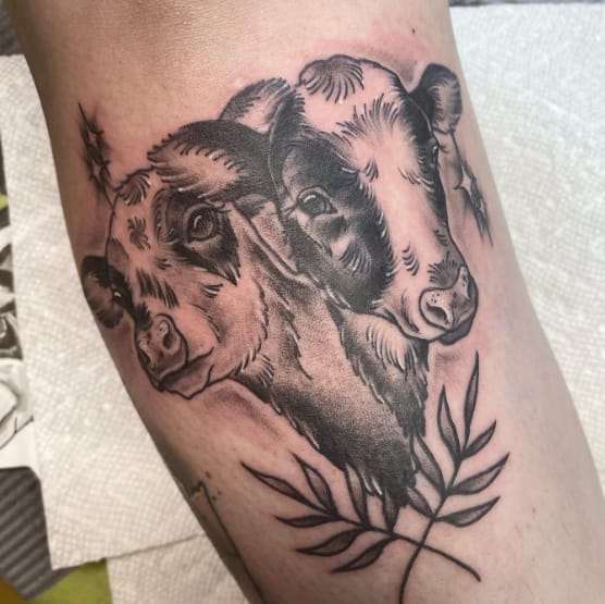 Two-Headed Cow Tattoo