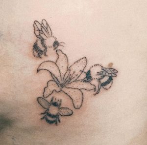 Bee on Flowers Tattoo
