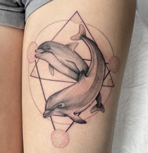 Dolphin tattoo with Geometrical outlines