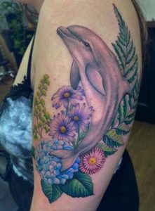 Dolphin Flower Tattoos