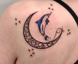 Dolphin With A Crescent Mood Tattoo
