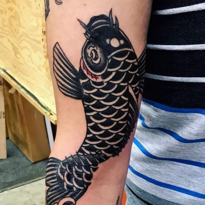 Half sleeve koi fish tattoo