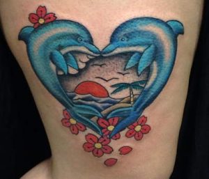 Heart-shaped Dolphin Tattoos