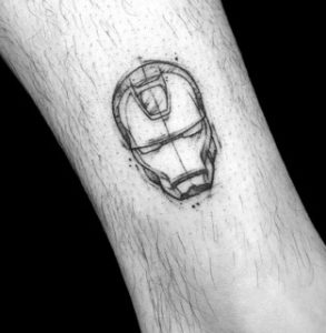Ironman Head Leg Tattoo