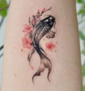 Koi fish cherry blossom tattoo