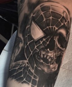 Black Skull Spiderman Tattoo