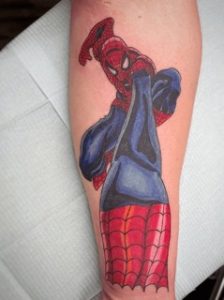 Red Blue Spiderman Tattoo