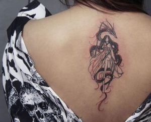 Spine Dragon Girl Tattoo