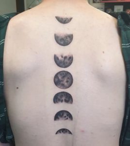 Spine Moon Cycle Tattoo