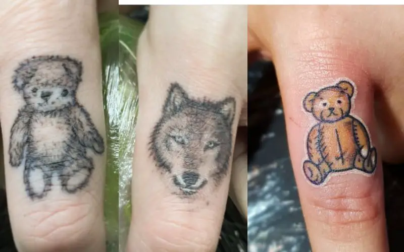 Teddy Bear Finger Tattoo Designs