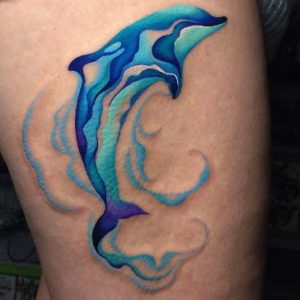 Water Color Dolphin Tattoos