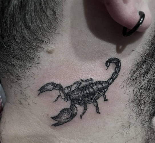 scorpion tattoo behind the ear