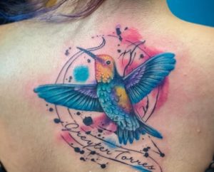 Female Colorful Back Tattoo
