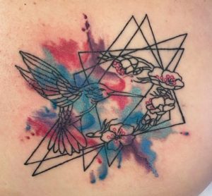Geometric Hummingbird Tattoo