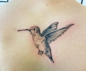 Hummingbird Back Woman Tattoo