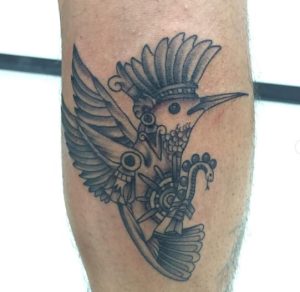 Hummingbird Knee Tattoo