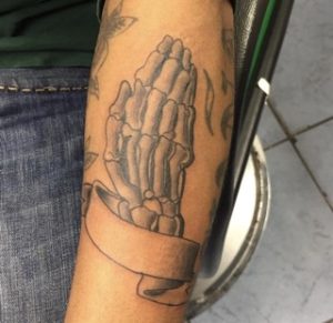 Skeleton Praying Hands Tattoo