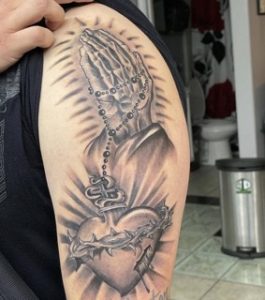 Skeleton Praying Hands Tattoo