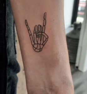 Rock On Skeleton Hand Tattoo